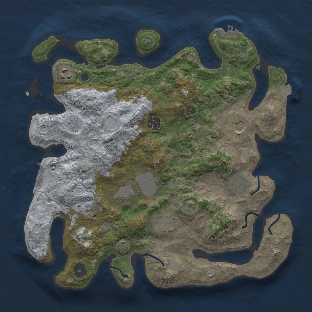 Rust Map: Procedural Map, Size: 3500, Seed: 14122023, 15 Monuments