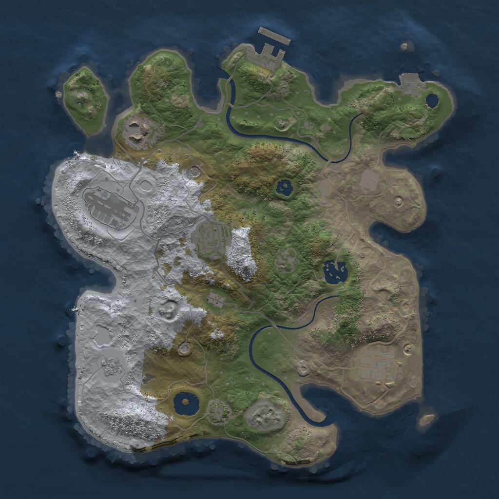 Rust Map: Procedural Map, Size: 3000, Seed: 492974230, 10 Monuments