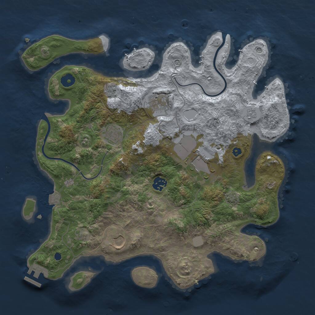 Rust Map: Procedural Map, Size: 3500, Seed: 38316485, 11 Monuments