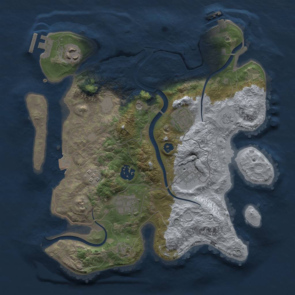 Rust Map: Procedural Map, Size: 3000, Seed: 2046843351, 12 Monuments