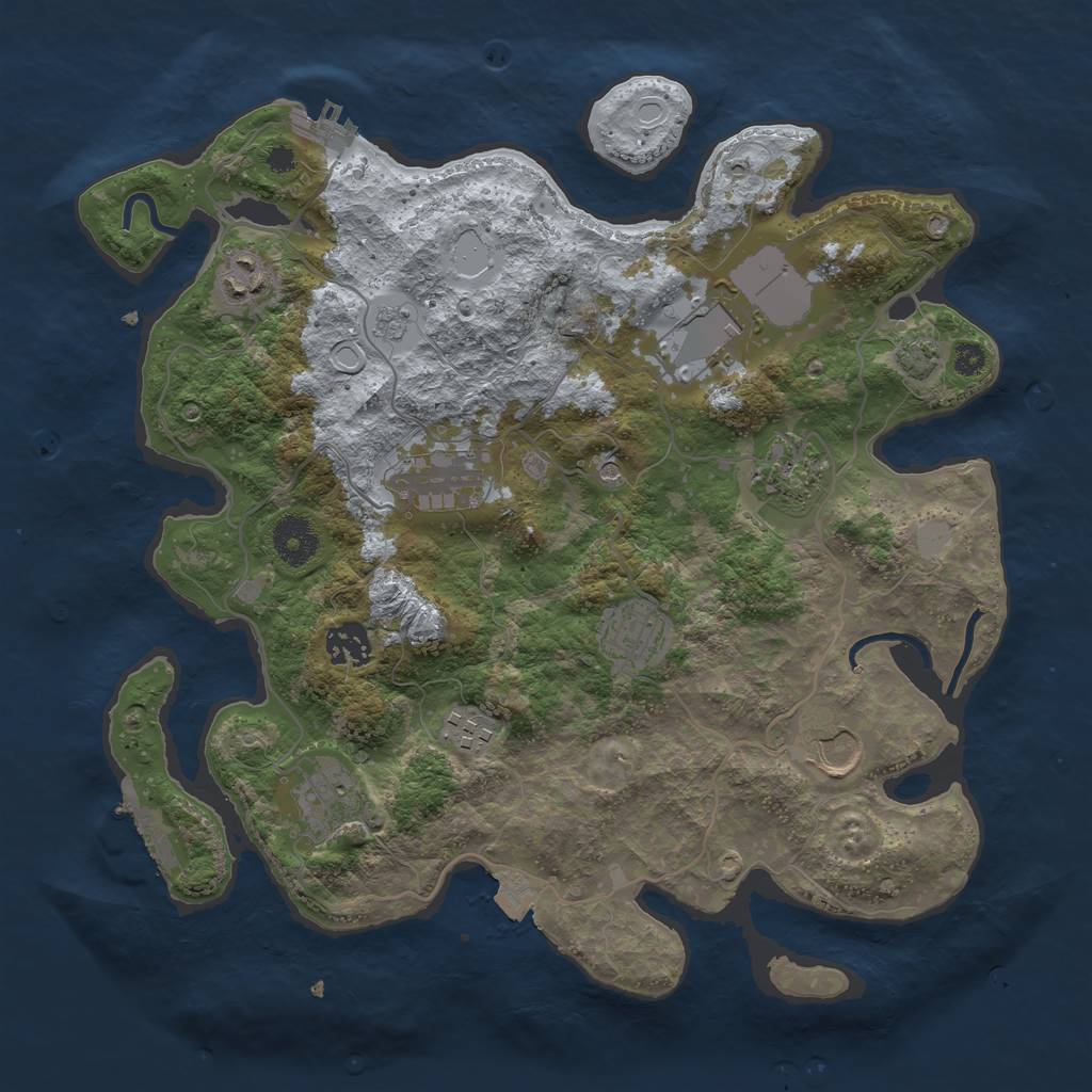 Rust Map: Procedural Map, Size: 3500, Seed: 1279028984, 17 Monuments