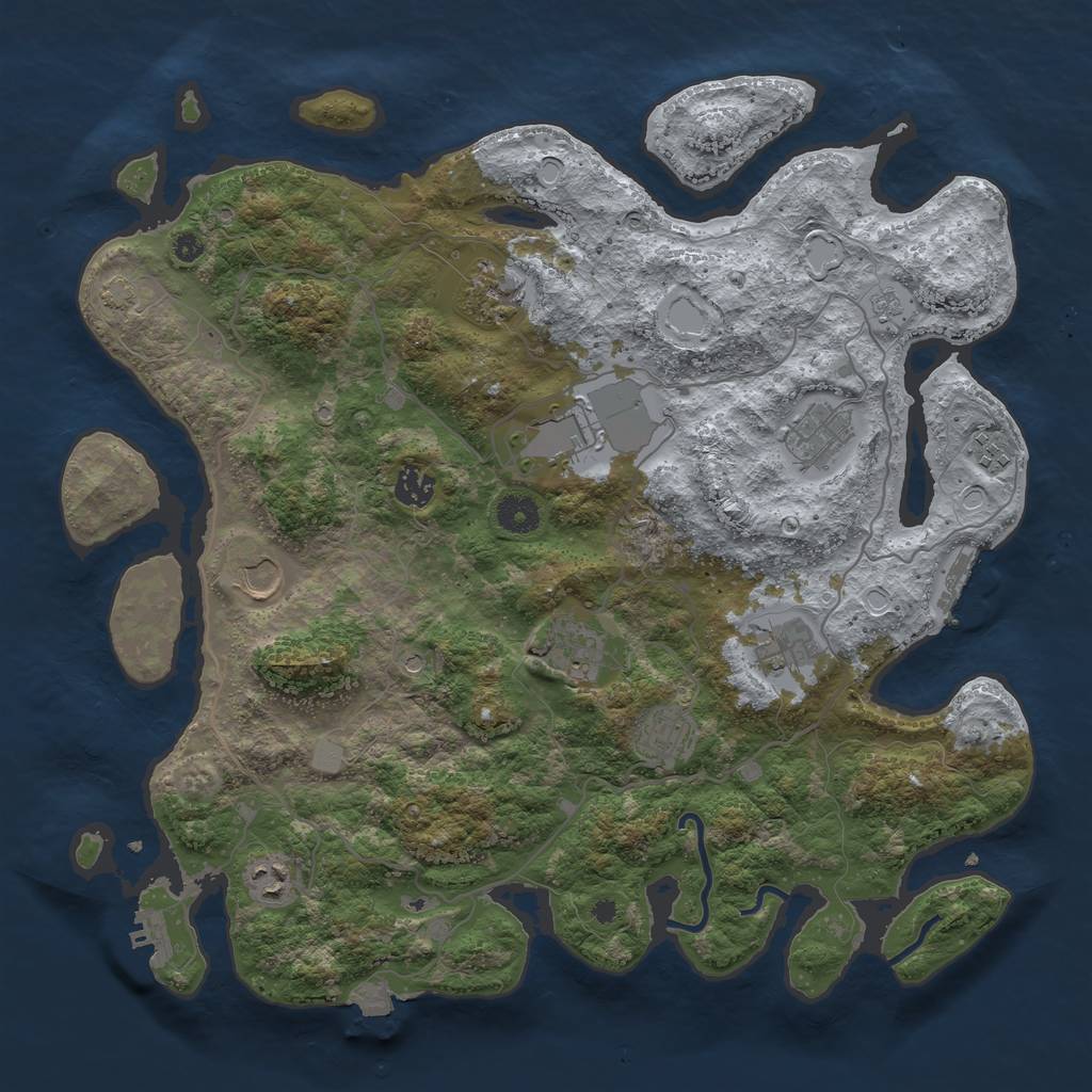 Rust Map: Procedural Map, Size: 4000, Seed: 285838207, 18 Monuments
