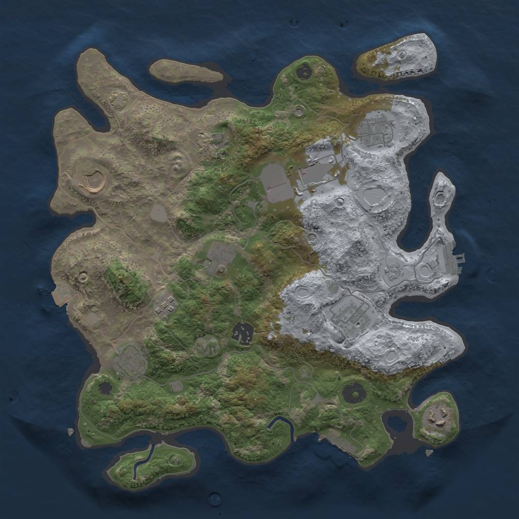 Rust Map: Procedural Map, Size: 3500, Seed: 75752687, 18 Monuments