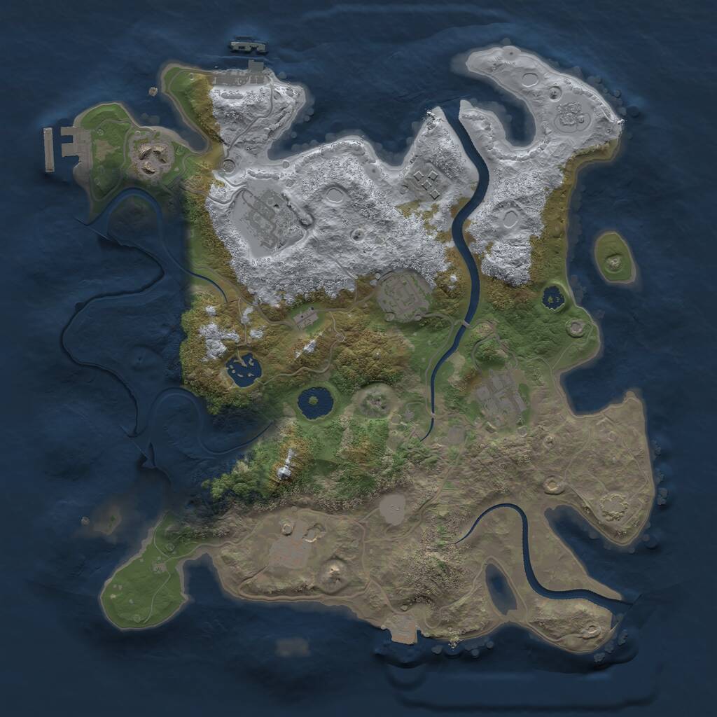 Rust Map: Procedural Map, Size: 3250, Seed: 663663434, 13 Monuments