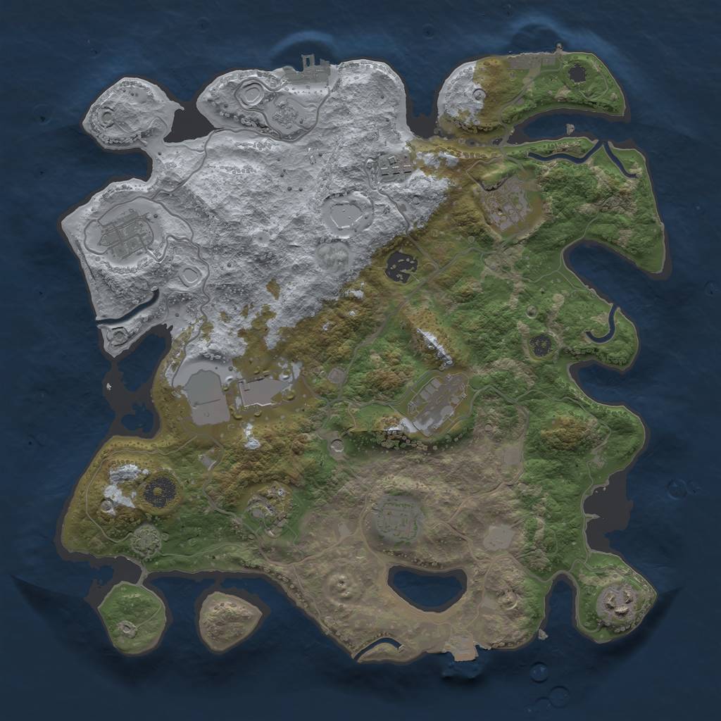 Rust Map: Procedural Map, Size: 3500, Seed: 366020423, 17 Monuments