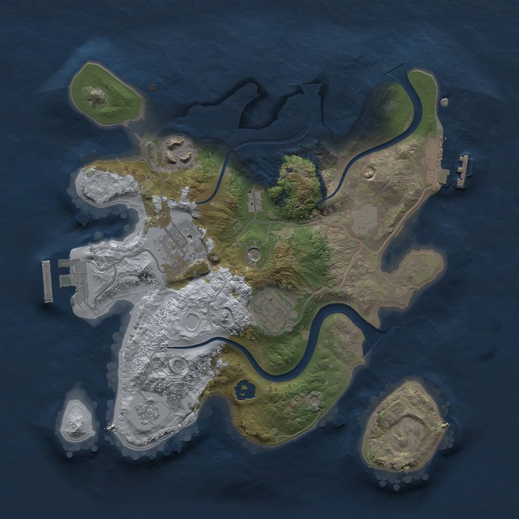 Rust Map: Procedural Map, Size: 2500, Seed: 275287037, 8 Monuments