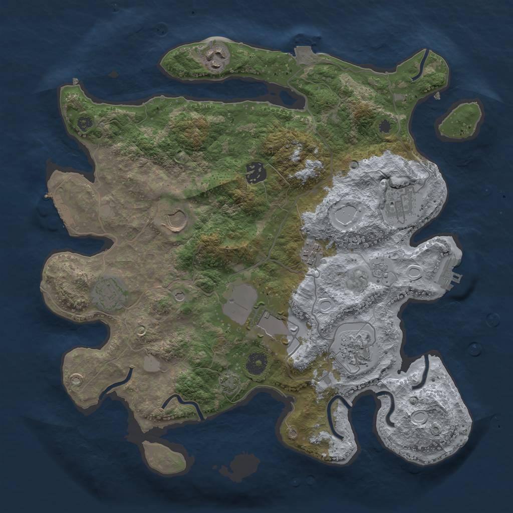 Rust Map: Procedural Map, Size: 3500, Seed: 790324600, 16 Monuments