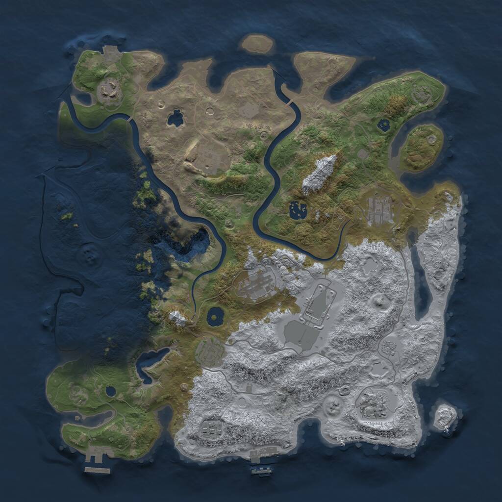 Rust Map: Procedural Map, Size: 4000, Seed: 1953044560, 15 Monuments