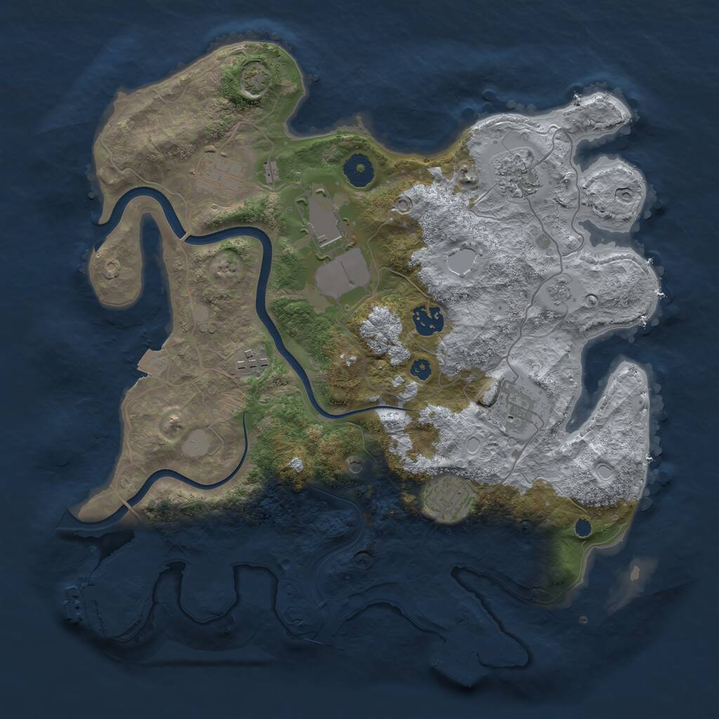 Rust Map: Procedural Map, Size: 3500, Seed: 1238496836, 13 Monuments