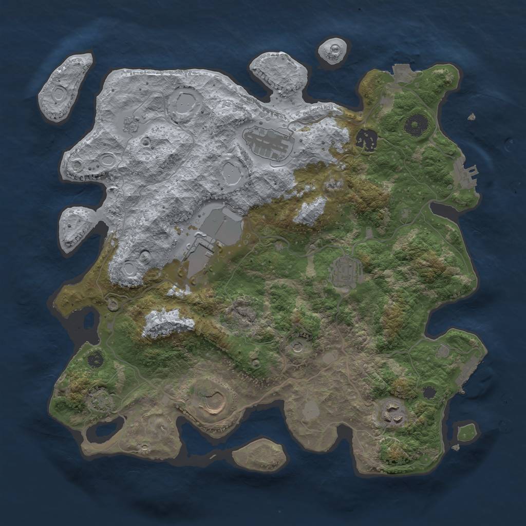 Rust Map: Procedural Map, Size: 3500, Seed: 2450, 14 Monuments