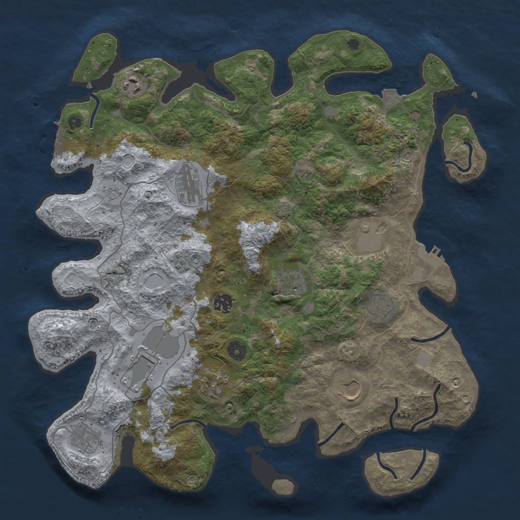Rust Map: Procedural Map, Size: 4000, Seed: 1964355400, 19 Monuments