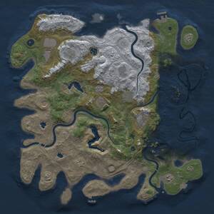 Thumbnail Rust Map: Procedural Map, Size: 4500, Seed: 1742787358, 17 Monuments