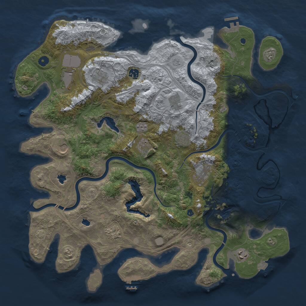 Rust Map: Procedural Map, Size: 4500, Seed: 1742787358, 17 Monuments