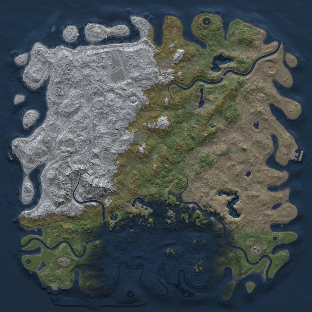 Rust Map: Procedural Map, Size: 6000, Seed: 73141024, 17 Monuments