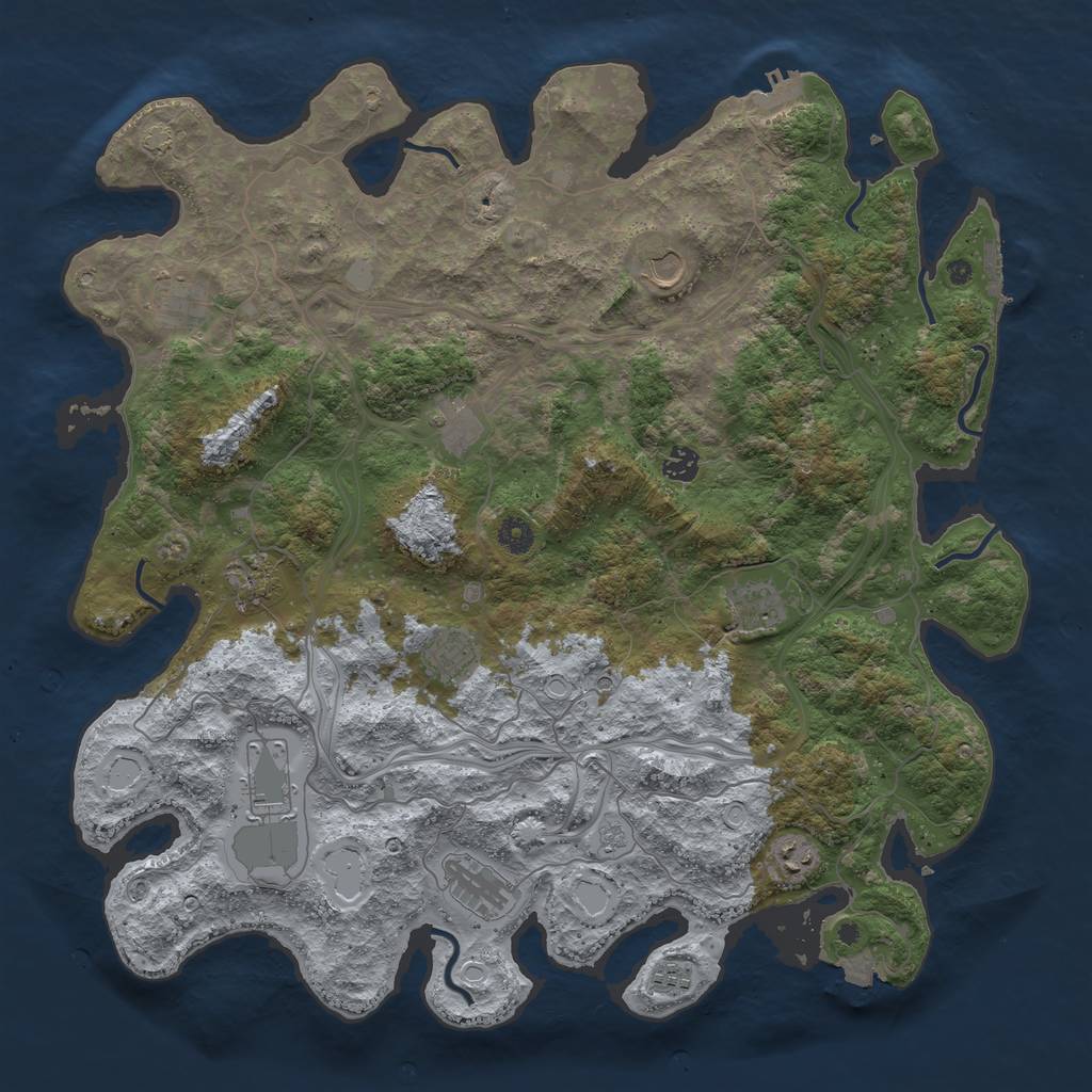 Rust Map: Procedural Map, Size: 4500, Seed: 1597434210, 19 Monuments