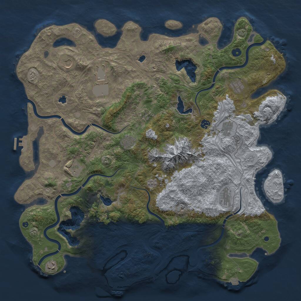 Rust Map: Procedural Map, Size: 5000, Seed: 8192, 17 Monuments