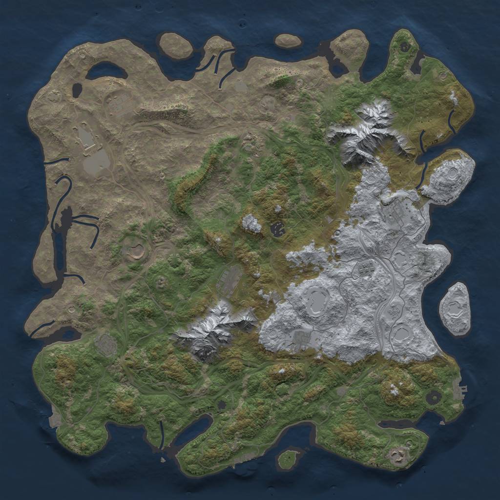 Rust Map: Procedural Map, Size: 5000, Seed: 8192, 19 Monuments
