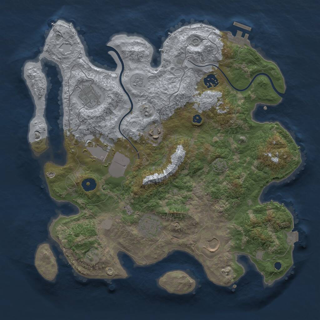 Rust Map: Procedural Map, Size: 3500, Seed: 680059828, 11 Monuments