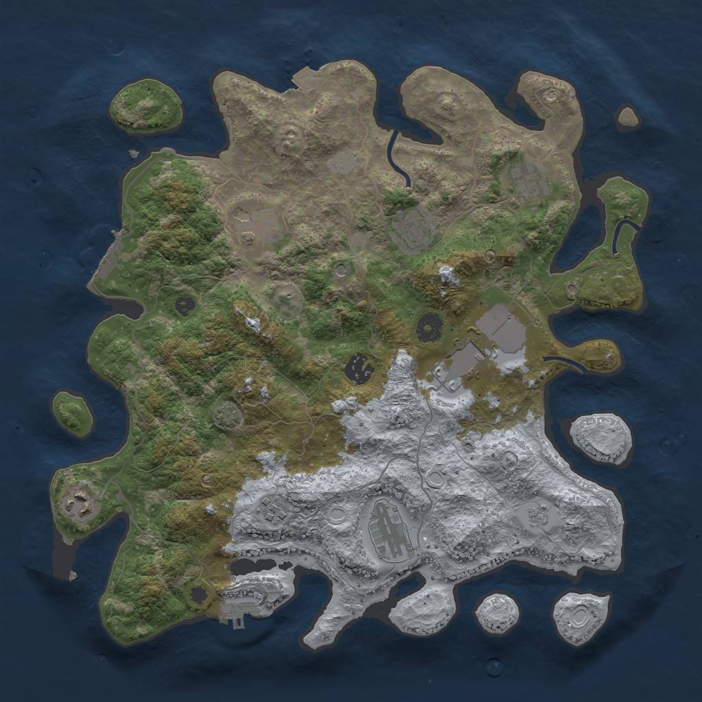 Rust Map: Procedural Map, Size: 3700, Seed: 1343953958, 16 Monuments