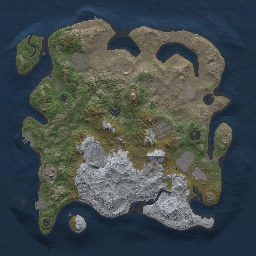 Rust Map: Procedural Map, Size: 3500, Seed: 757216328, 16 Monuments