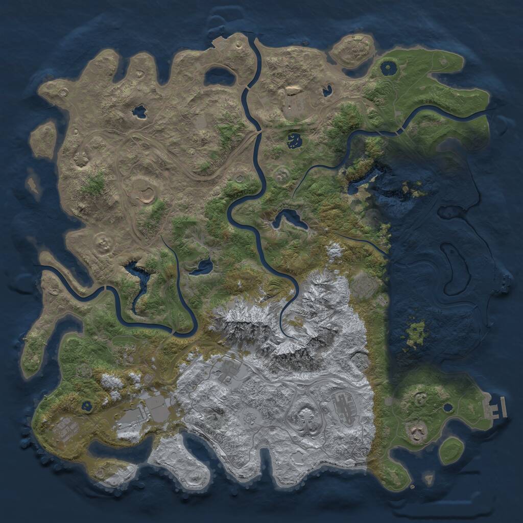 Rust Map: Procedural Map, Size: 5000, Seed: 7458326, 17 Monuments