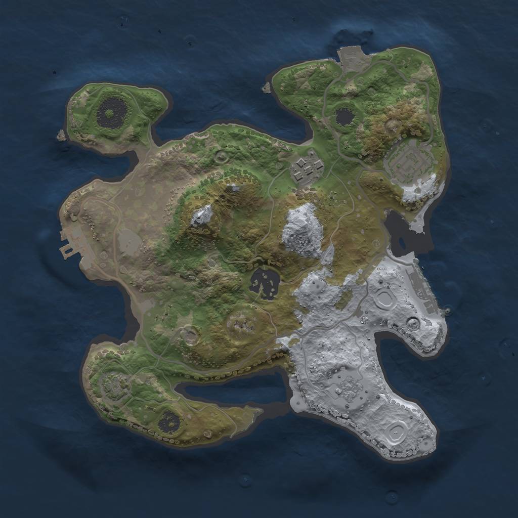 Rust Map: Procedural Map, Size: 2500, Seed: 167792834, 10 Monuments