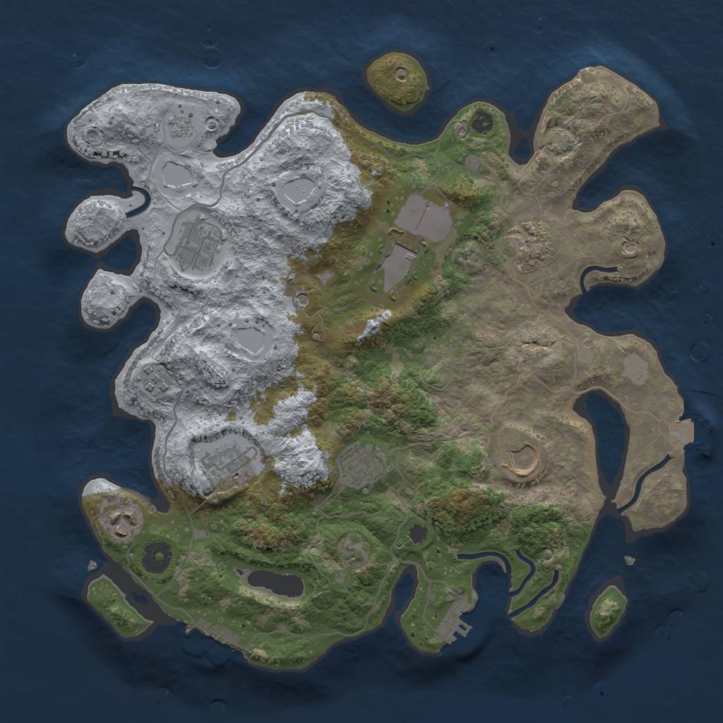 Rust Map: Procedural Map, Size: 3500, Seed: 1439966773, 16 Monuments