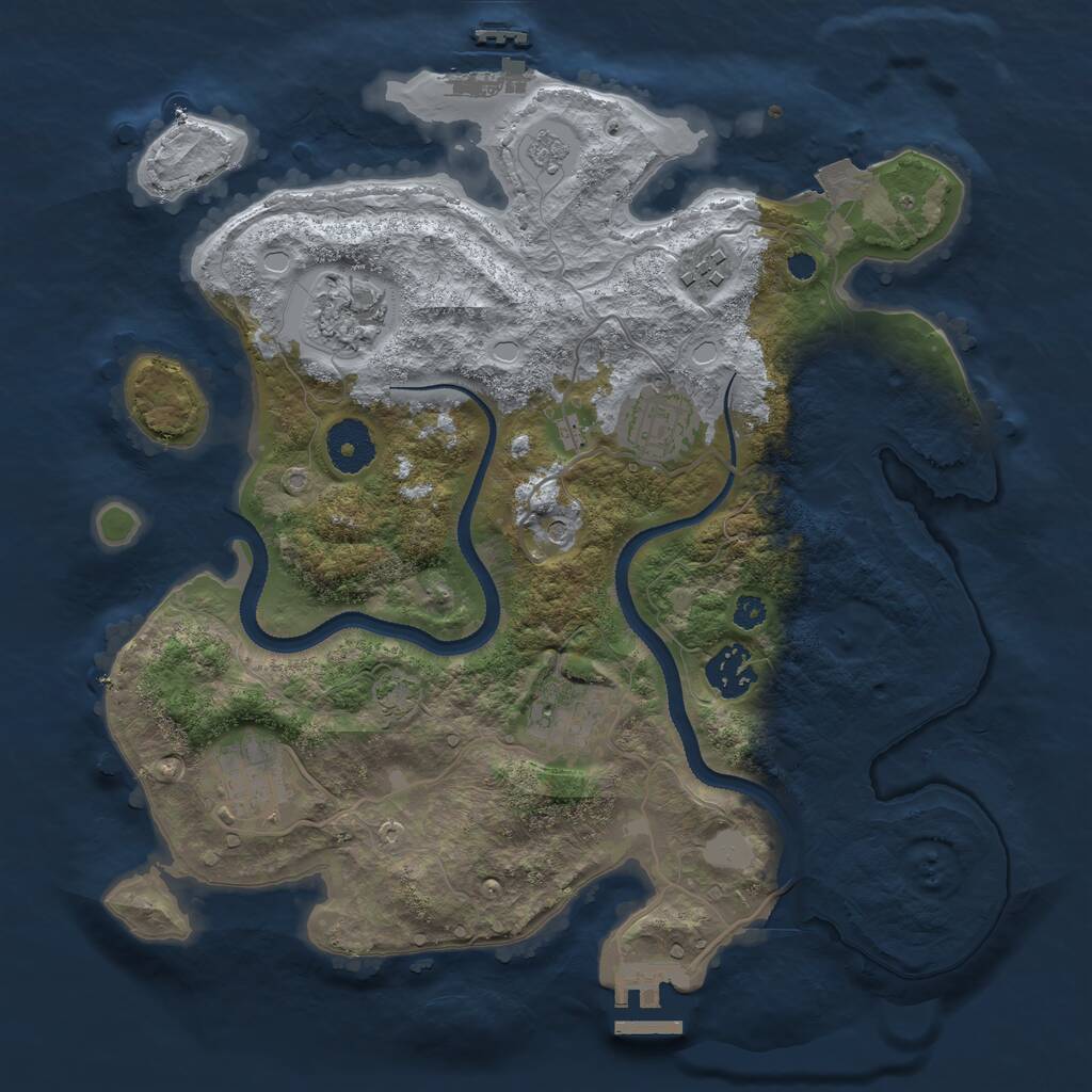 Rust Map: Procedural Map, Size: 3250, Seed: 660892749, 12 Monuments
