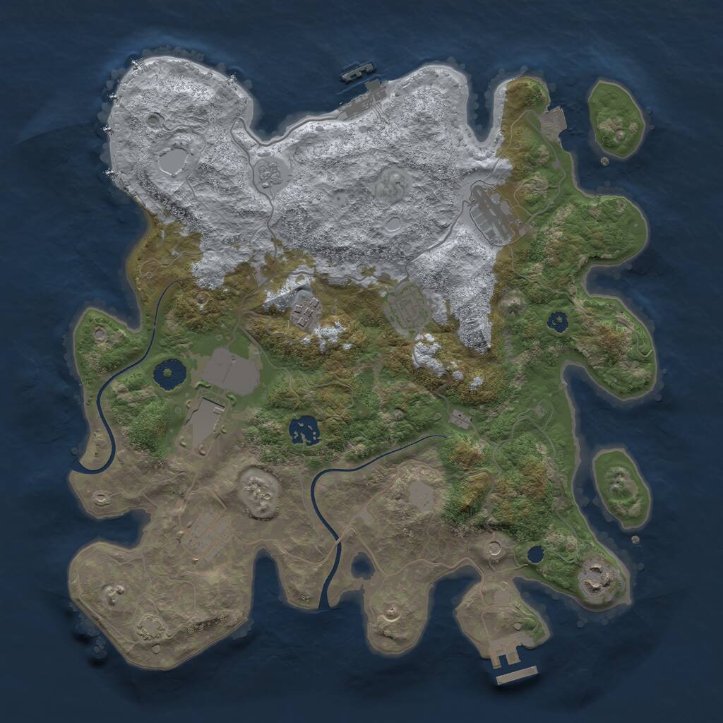 Rust Map: Procedural Map, Size: 3500, Seed: 506189642, 13 Monuments