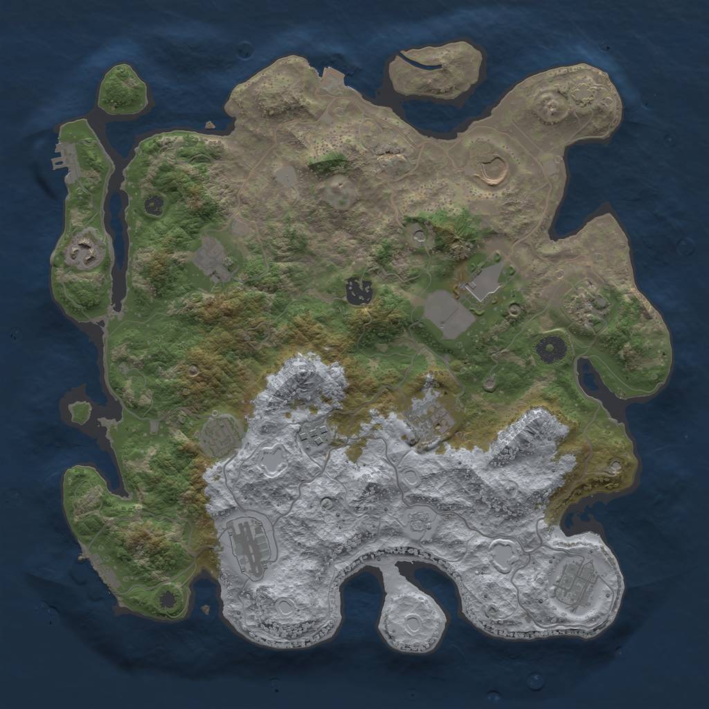 Rust Map: Procedural Map, Size: 3750, Seed: 31840079, 19 Monuments