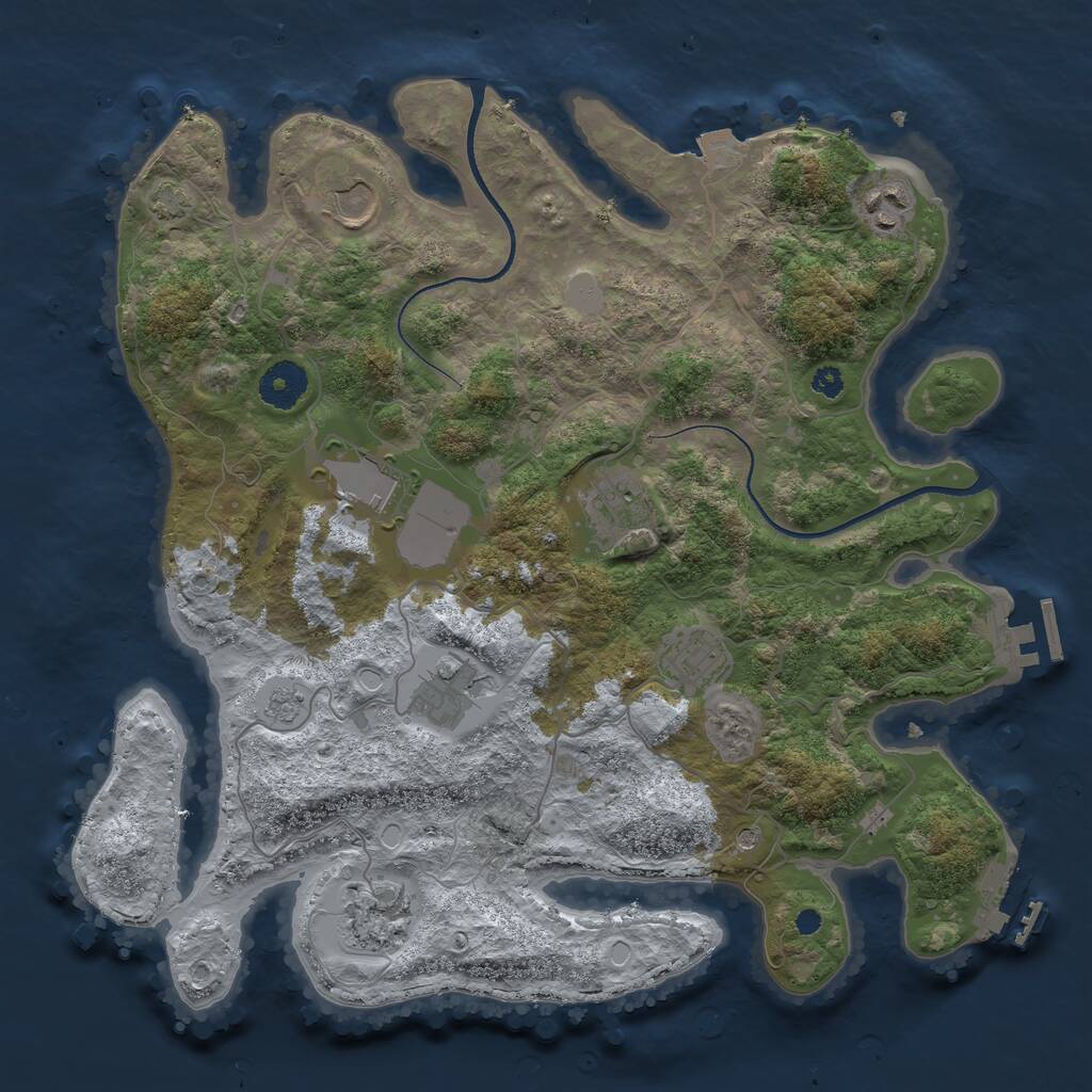 Rust Map: Procedural Map, Size: 3500, Seed: 1561270365, 13 Monuments