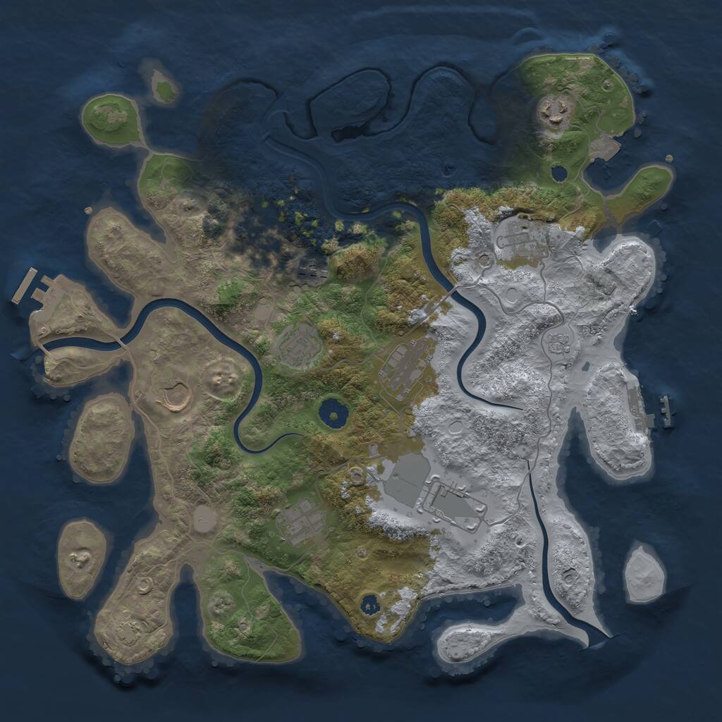 Rust Map: Procedural Map, Size: 3700, Seed: 1454167167, 15 Monuments
