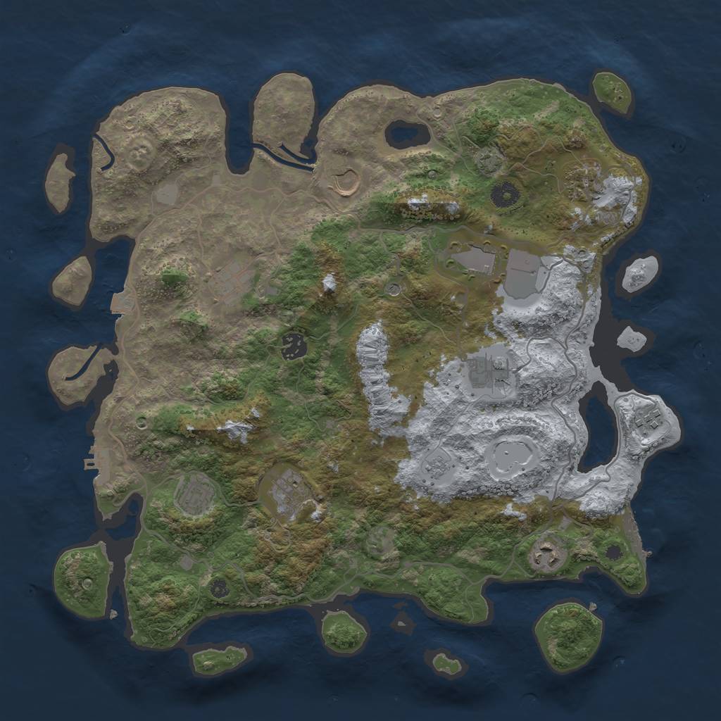 Rust Map: Procedural Map, Size: 4000, Seed: 679297435, 18 Monuments