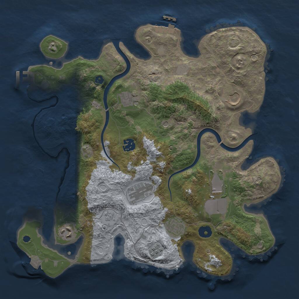 Rust Map: Procedural Map, Size: 3500, Seed: 1571189, 14 Monuments