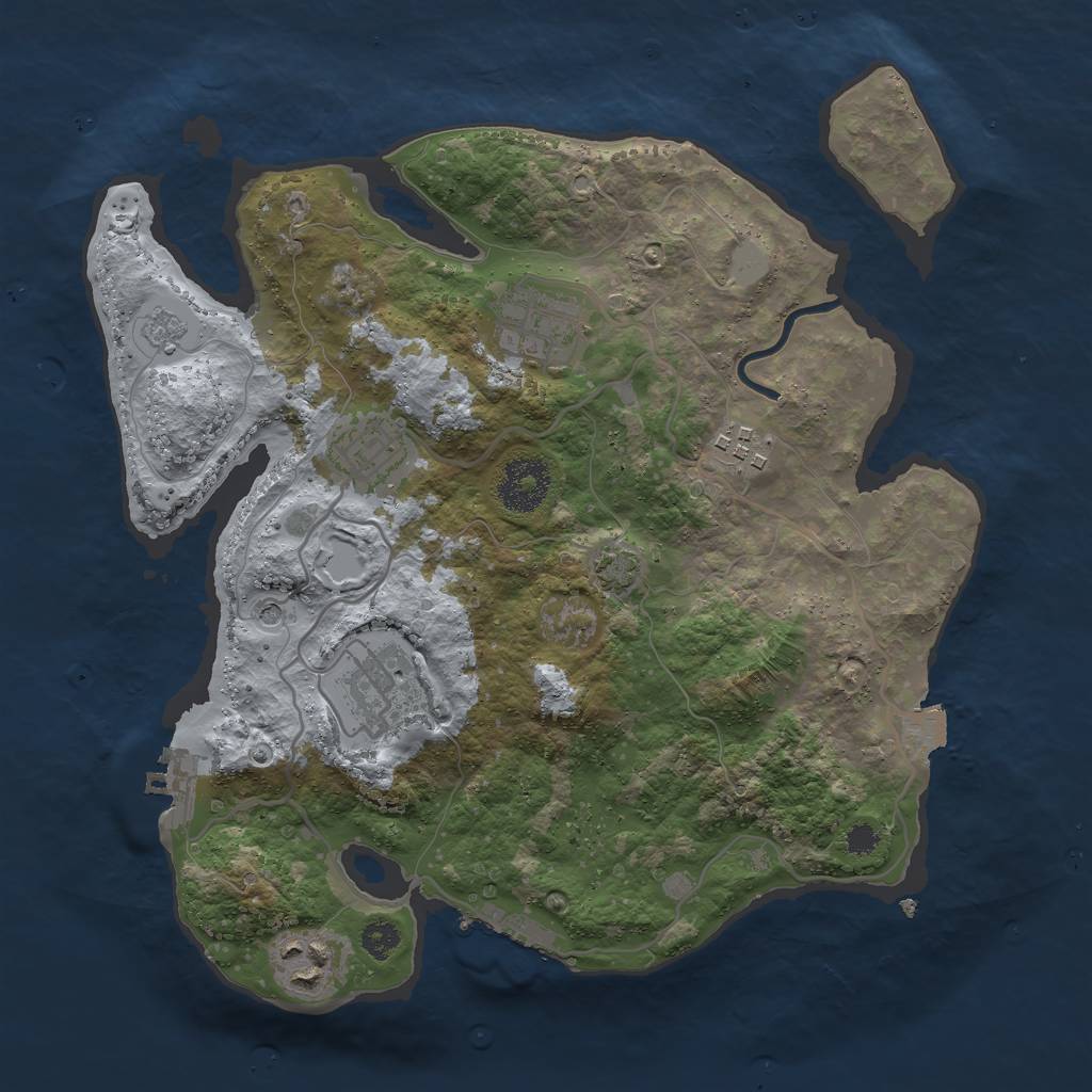 Rust Map: Procedural Map, Size: 3000, Seed: 7257, 13 Monuments