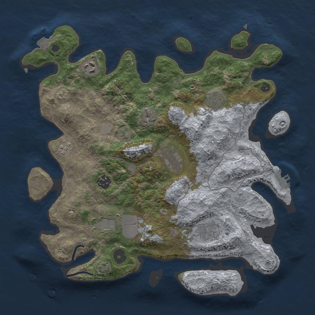 Rust Map: Procedural Map, Size: 3500, Seed: 1931739242, 14 Monuments