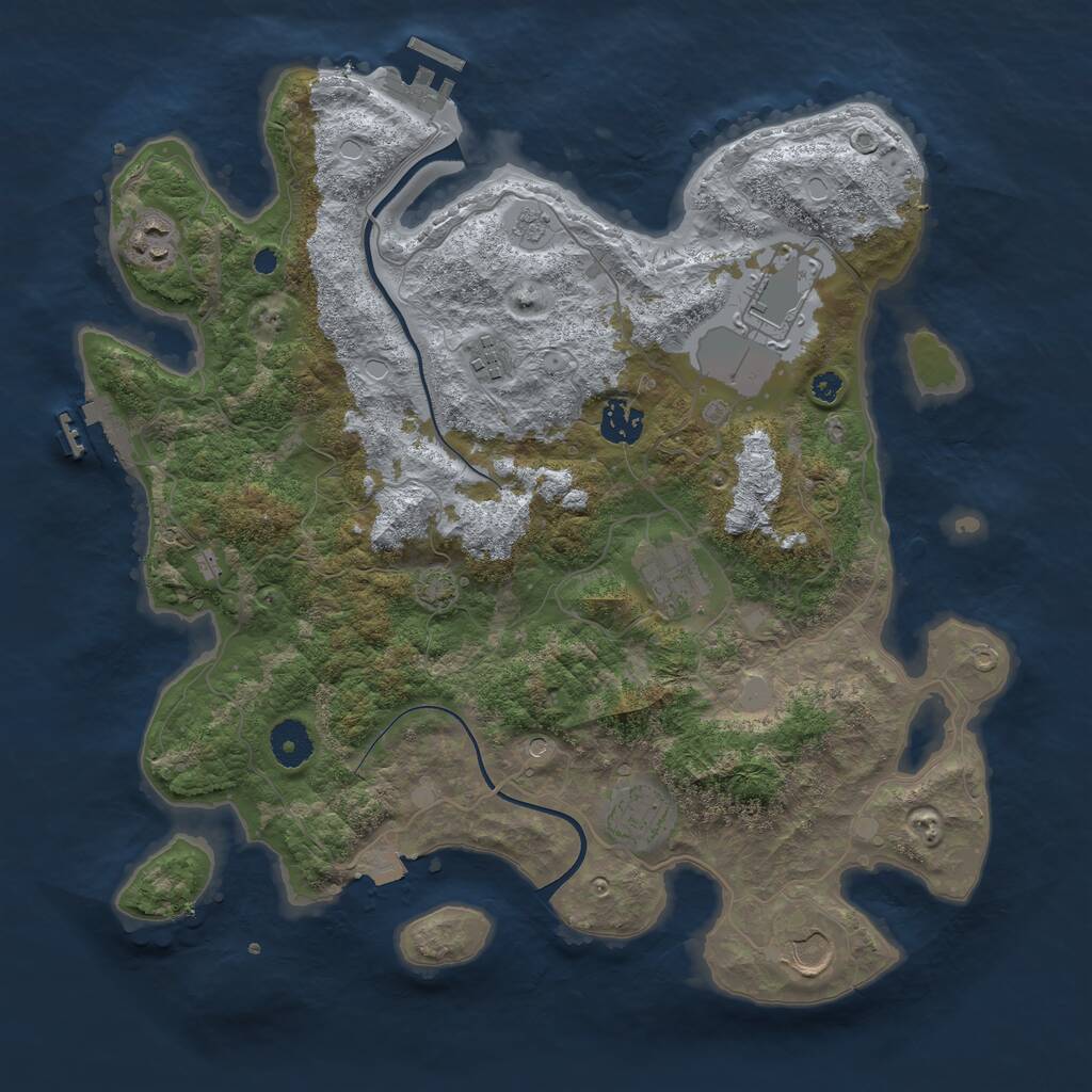 Rust Map: Procedural Map, Size: 3700, Seed: 2116419373, 13 Monuments