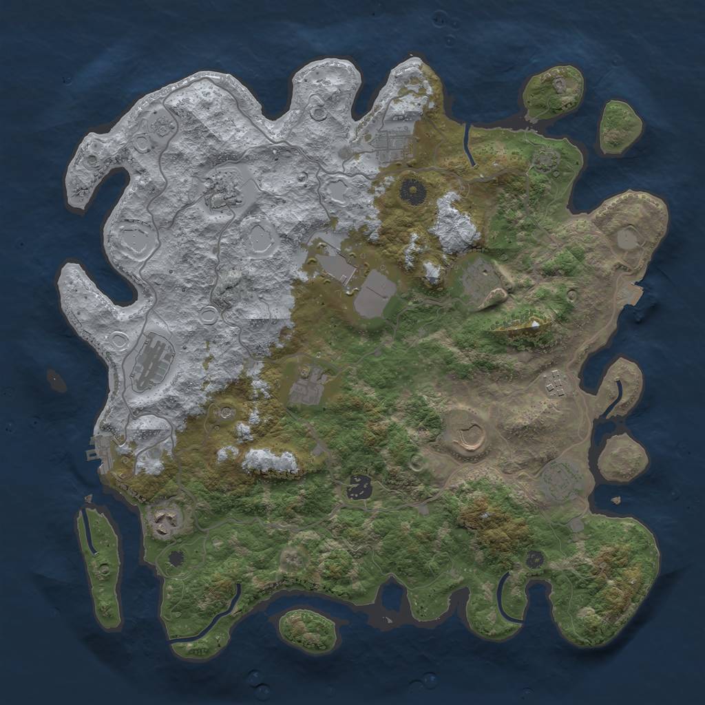 Rust Map: Procedural Map, Size: 4000, Seed: 155577252, 18 Monuments