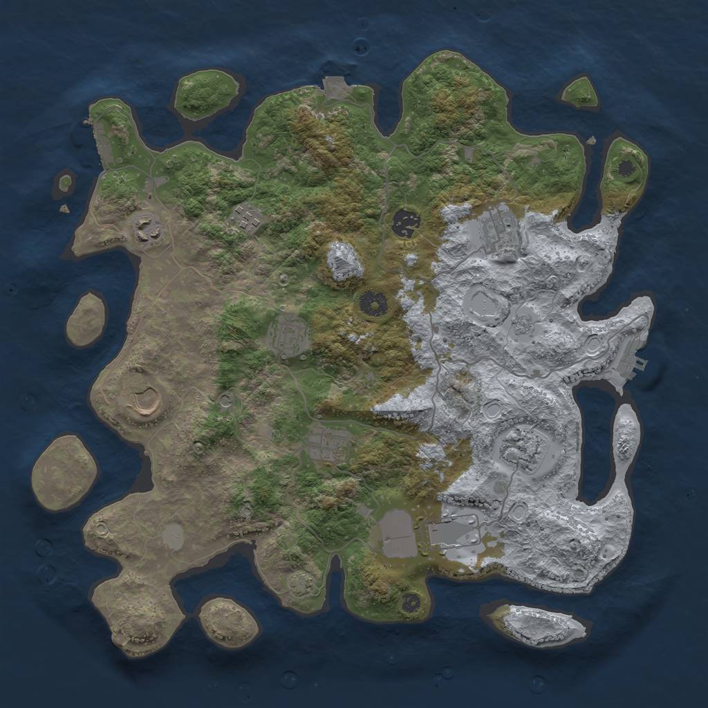 Rust Map: Procedural Map, Size: 3800, Seed: 336615673, 17 Monuments