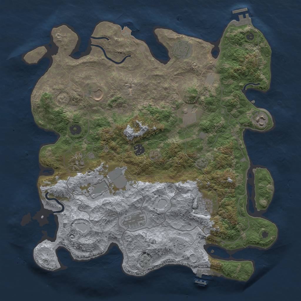 Rust Map: Procedural Map, Size: 4000, Seed: 990263, 18 Monuments