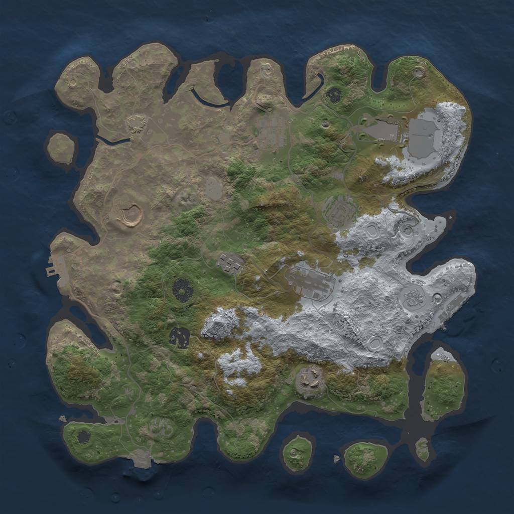 Rust Map: Procedural Map, Size: 3500, Seed: 641242525, 16 Monuments