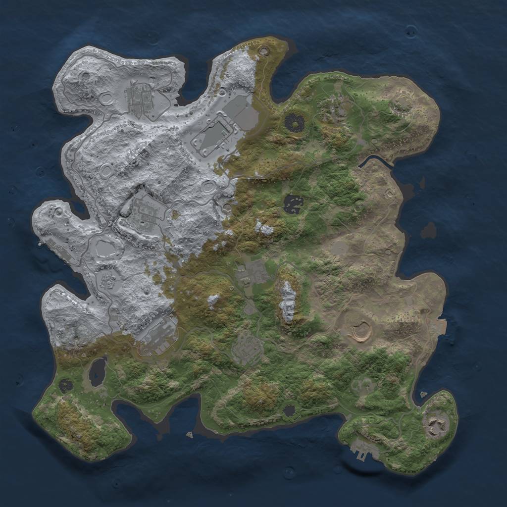 Rust Map: Procedural Map, Size: 3750, Seed: 94493, 18 Monuments