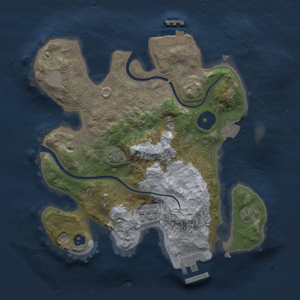 Rust Map: Procedural Map, Size: 2500, Seed: 1759312216, 6 Monuments