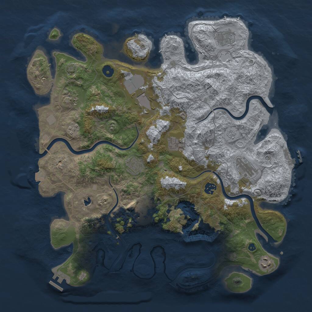 Rust Map: Procedural Map, Size: 4050, Seed: 495620346, 16 Monuments