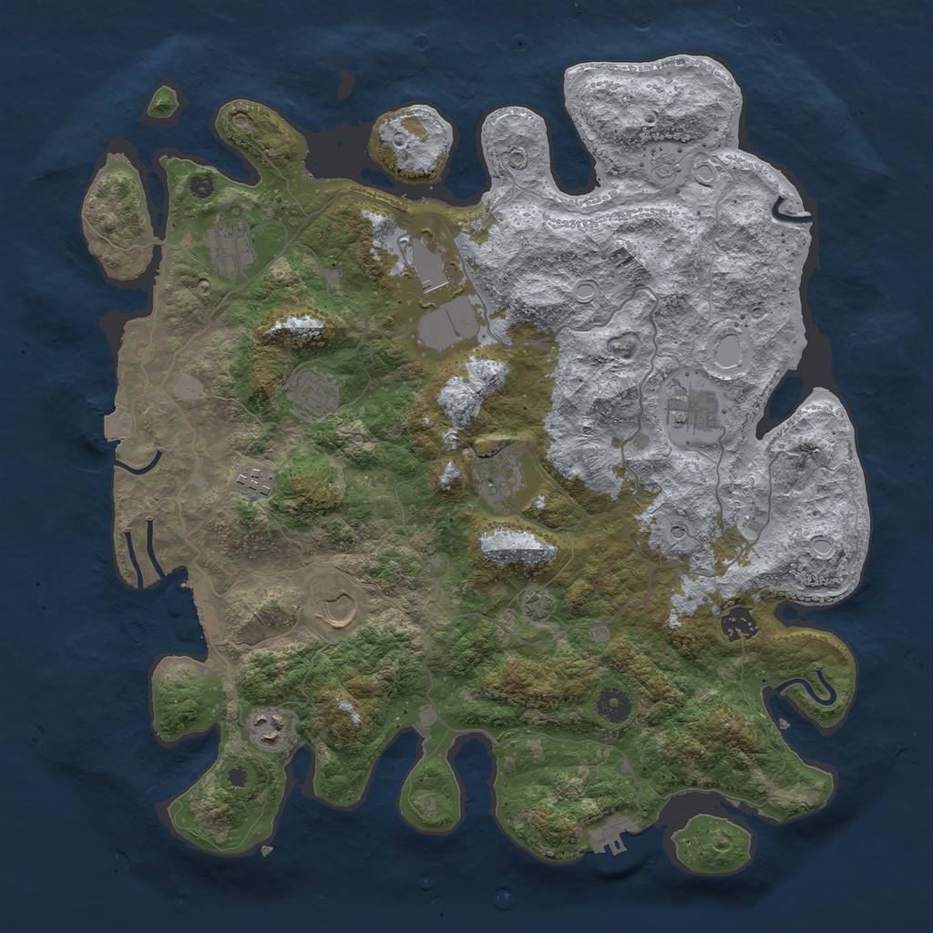 Rust Map: Procedural Map, Size: 4050, Seed: 495620346, 17 Monuments