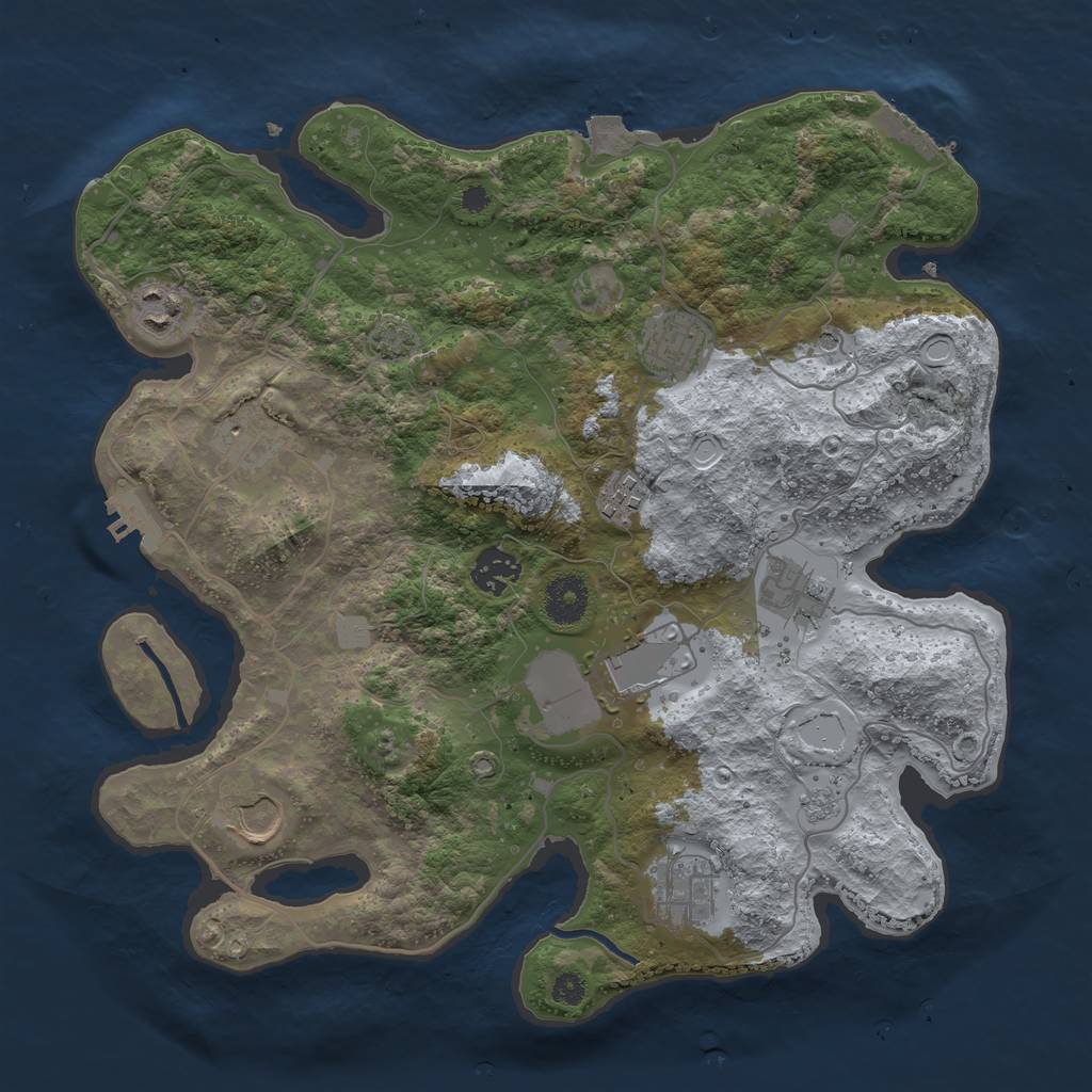 Rust Map: Procedural Map, Size: 3500, Seed: 693580203, 17 Monuments