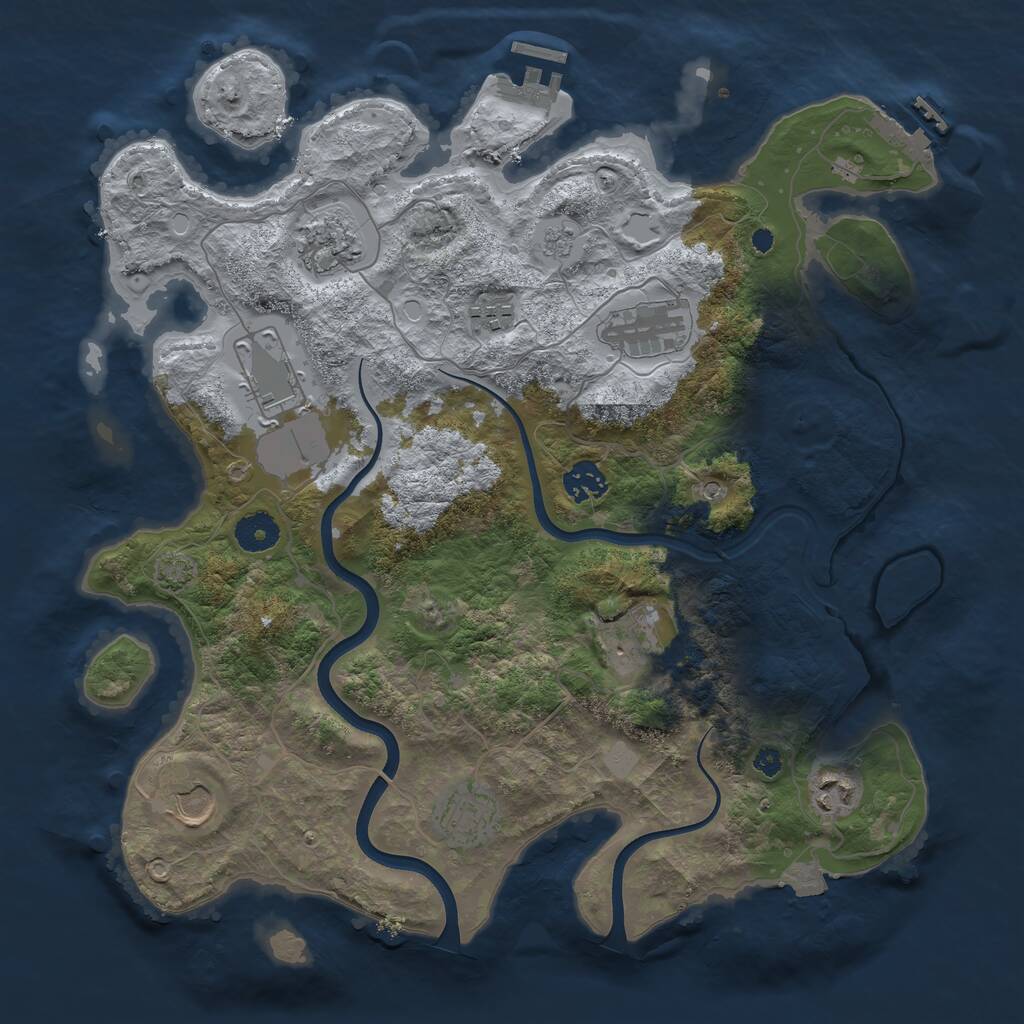 Rust Map: Procedural Map, Size: 3700, Seed: 1943969578, 15 Monuments