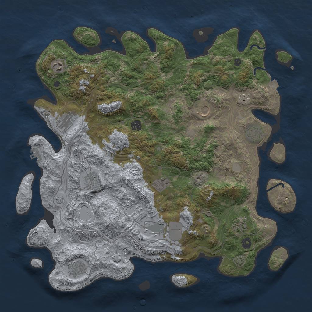 Rust Map: Procedural Map, Size: 4300, Seed: 793658102, 18 Monuments