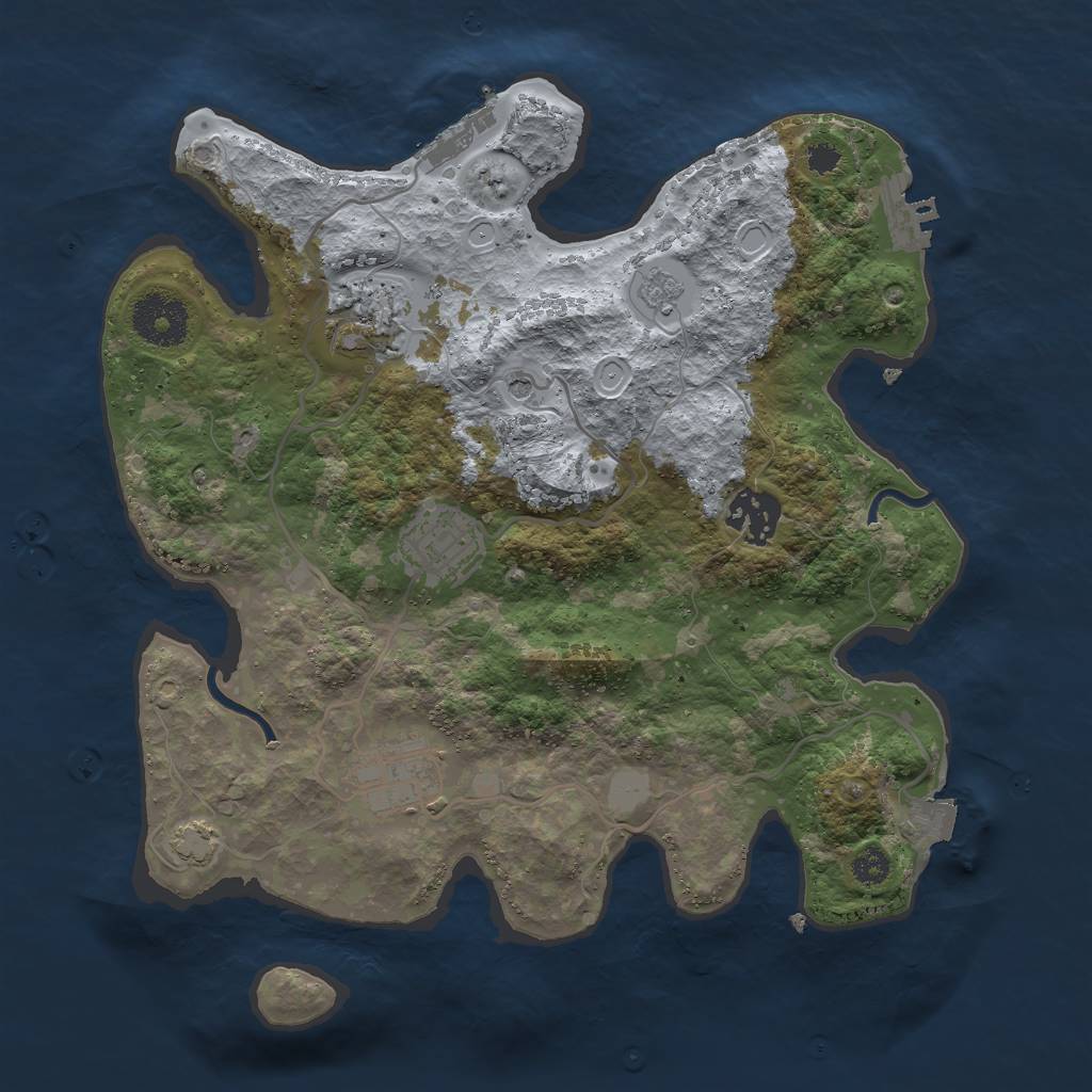 Rust Map: Procedural Map, Size: 3000, Seed: 1101419972, 12 Monuments