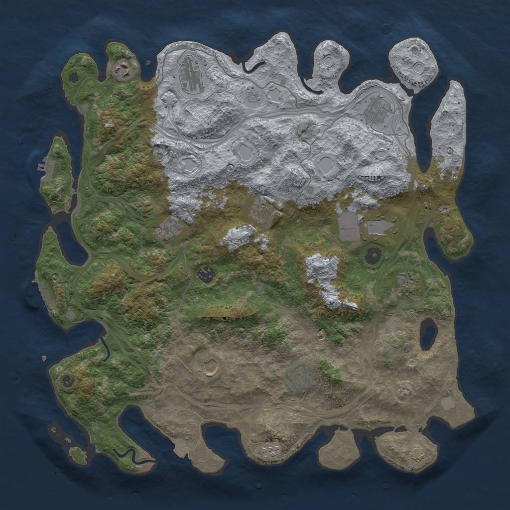 Rust Map: Procedural Map, Size: 4500, Seed: 42947095, 19 Monuments